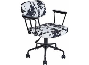 4255664819833 - Beliani - Bürostuhl Schwarz und Weiß Stoffbezug Samt Knopfheftung mit Armlehnen Rollen Gasdruckfeder Höhenverstellbar Drehbar Büro Wohnzimmer