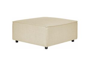 4255664819925 - Beliani - Ottomane Beige Leinen Quadratisch Sofamodul mit Niedrigen Beinen Wohnzimmermöbel Modern Skandi Fußhocker Wohnzimmer Ausstattung Sitzmöbel