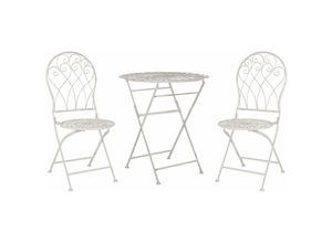 4255664820235 - Beliani - Balkonset Cremeweiß Eisen 3-teilig Runder Tisch mit 2 Stühlen Zusammenklappbar Garten Outdoor Terrasse Ausstattung Möbel