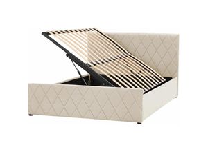 4255664822048 - Beliani - Bett Beige Samtstoff mit Lattenrost 140 x 200 cm Kopfteil Bettkasten Hochklappbar Modern Glamourös Doppelbett Schlafzimmer Möbel Ausstattung 4255664822048 - Beliani - Bett Beige Samtstoff mit Lattenrost 140 x 200 cm Kopfteil Bettkasten Hochklappbar Modern Glamourös Doppelbett Schlafzimmer Möbel Ausstattung