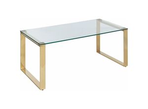 4255664822444 - Beliani - Couchtisch Transparente Glasplatte Gold Edelstahlrahmen 50 x 40 cm Modernes Wohnzimmer Schlafzimmer Flur