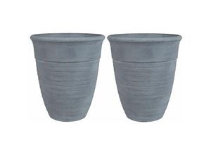 4255664822611 - Beliani - Blumentopf 2er Set Grau Steingemisch und Polyresin ⌀ 50 cm für Innen Außen Rund Modern Terrasse Balkon Garten Wohnzimmer Deko Ausstattung