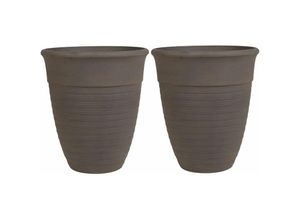 4255664822635 - Beliani - Blumentopf 2er Set Braun Steingemisch und Polyresin ⌀ 50 cm für Innen Außen Rund Modern Terrasse Balkon Garten Wohnzimmer Deko Ausstattung