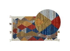 4255664823151 - Beliani - Kelim-Teppich Mehrfarbig Wolle und Baumwolle 80 x 150 cm mit Quasten Geometrischem Muster Patchwork Handgewebt Boho Fußbodenheizung Geeignet 4255664823151 - Beliani - Kelim-Teppich Mehrfarbig Wolle und Baumwolle 80 x 150 cm mit Quasten Geometrischem Muster Patchwork Handgewebt Boho Fußbodenheizung Geeignet