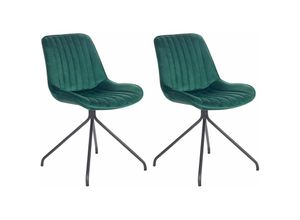 4255664824912 - Esszimmerstuhl 2er Set Smaragdgrün Samt mit Schwarzen Metallbeinen Glamourös Retro Wohnzimmer Essbereich Flur Diele Möbel Ausstattung Sitzmöbel - Grün