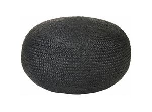 4255664825100 - Pouf Schwarz Jute ⌀ 60 cm Rund Gefochten Strickhocker Strickpouf Boho für Wohnzimmer Kinderzimmer Schlafzimmer Deko Haushalt Wohnen - Natürlich