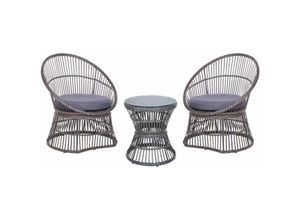 4255664825322 - Balkonset Taupe Rattan 3-teilig 2 Sessel mit Couchtisch Auflagen Dunkelgrau Boho Outdoor Indoor Garten Terrasse Balkon Wohnzimmer Schlafzimmer - Beige 4255664825322 - Balkonset Taupe Rattan 3-teilig 2 Sessel mit Couchtisch Auflagen Dunkelgrau Boho Outdoor Indoor Garten Terrasse Balkon Wohnzimmer Schlafzimmer - Beige