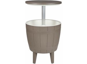 4255664825346 - Beliani - Beistelltisch mit Kühlfunktion Taupe Kunststoff Rund Höhenverstellbar Kühlbar Stehtisch Kühlbox 37 l Modern Garten Terrasse Outdoor Balkon