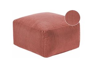 4255664825452 - Beliani - Pouf Hellrot Cord 50 x 50 cm mit EPS-Perlen Abnehmbarem Bezug Quadratisch Einfarbig Modern Skandi Bodenkissen Sitzpouf Sitzmöbel Indoor