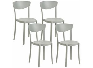 4255664825490 - Beliani - Esszimmerstuhl 4er Set Hellgrau Kunststoff Matt Modern Minimalistisch Esszimmer Wohnküche Flur Diele Indoor Outdoor - Grau