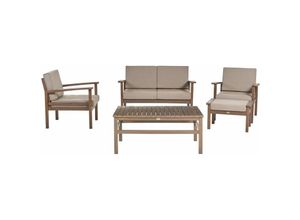 4255664826046 - Beliani - Gartenmöbel Set Dunkelbraun Akazienholz 5-teilig mit Auflagen Taupe 4-Sitzer Terrasse Outdoor Garten Ausstattung Sitzmöbel