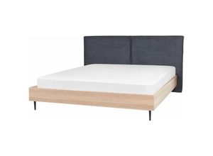 4255664826473 - Beliani - Bett Dunkelgrau u Hellbraun 180 x 200 cm mit Holzrahmen Stoff Polster Kopfteil Gepolstert Modern Stilvoll Elegant Design für Schlafzimmer