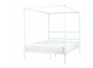 4255664826640 - Beliani - Himmelbett Weiß Metall 140 x 200 cm 4 Pfosten Elegant Modern Stilvoll Minimalistisch Designer Bett für Schlafzimmer