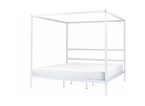 4255664826664 - Beliani - Himmelbett Weiß Metall 180 x 200 cm 4 Pfosten Elegant Modern Stilvoll Minimalistisch Designer Bett für Schlafzimmer