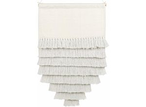 4255664826893 - Beliani - Wandbehang Off-White aus Baumwolle handgewebt mit Quasten Wanddekor hängender Dekoration im Boho-Stil Wohnzimmer Schlafzimmer - Weiß