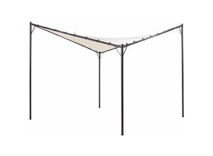 4255664827333 - Beliani - Pergola in Beige 300 x 300 cm Schwarzer Rahmen für Garten Terrasse Außenbereich Outdoor Pavillon Gartenpavillon - Beige