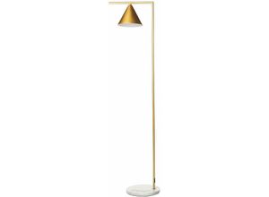 4255664827814 - Beliani - Stehlampe Gold Metall 155 cm Marmorfuß Metallschirm Kegelförmig Langes Kabel mit Schalter Modern Schlaf- u Wohnzimmer Ausstattung Deko