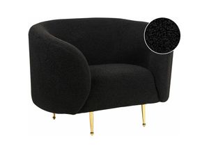 4255664827944 - Beliani - Sessel Schwarz Bouclé Stoffbezug mit Armlehnen Metallgestell in Gold Glamouröser Edler Stil Cocktailsessel Wohnzimmer Salon Esszimmer Flur