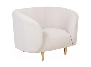 4255664828255 - Beliani - Sessel Beige Stoffbezug mit Armlehnen Metallgestell in Gold Glamouröser Edler Stil Cocktailsessel Wohnzimmer Salon Esszimmer Flur