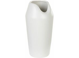 4255664828507 - Beliani - Vase Weiß Steinzeug 33 cm Hoch Schlank Rund mit Breiter Öffnung Unregelmässige Form Modern Wohnartikel Dekovase Tischdeko Accessoires - Weiß