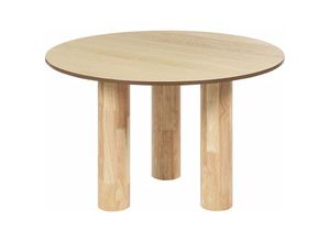 4255664828811 - Beliani - Esstisch Heller Holzfarbton MDF-Platte ⌀ 120 cm für 4 Personen Rund mit Holzgestell Modern Rustikal Wohnküche Esszimmer Küche Ausstattung