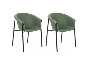 4255664828903 - Beliani - Esszimmerstuhl 2er Set Dunkelgrün Stoff mit Schwarzen Metallbeinen Retro-Design Polsterstuhl Wohnzimmer Essbereich Flur Diele Ausstattung 4255664828903 - Beliani - Esszimmerstuhl 2er Set Dunkelgrün Stoff mit Schwarzen Metallbeinen Retro-Design Polsterstuhl Wohnzimmer Essbereich Flur Diele Ausstattung