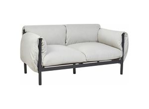 4255664829085 - Beliani - Gartensofa 2-Sitzer Hellgrau und Schwarz Aluminium mit Stoffbezug Niedriger Lehne Modern Terasse Balkon Außen Wohnzimmer Gartenzubehör