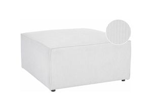 4255664829863 - Ottomane Cremeweiß Polsterbezug aus Cord quadratisch 83 x 83 cm Modernes Retro Design Wohn- und Arbeitszimmer Flur Diele Salon Möbel