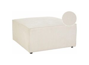 4255664829900 - Ottomane Hellbeige Polsterbezug aus Cord quadratisch 83 x 83 cm Modernes Retro Design Wohn- und Arbeitszimmer Flur Diele Salon Möbel