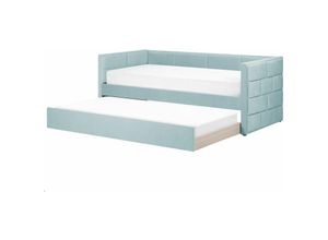 4255664831040 - Tagesbett Grün Samtstoff mit Lattenrost 90 x 200 cm Ausziehbar Modern Glamour Ausziehbett für 2 Personen Gästezimmer Kinderzmmer Jugendzimmer