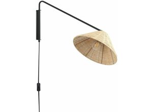 4255664831682 - Wandleuchte Natürlich Rattan Kegelform 1-Flammig Verstellbarer Arm und Schirm Kabel mit Schalter Modern Boho Beleuchtung Leuchte Wanddeko - Natürlich