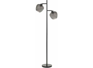 4255664832252 - Beliani - Stehlampe Grau und Schwarz Eisensockel Rauchglas Schirme 2 Lichtpunkte Wohnaccessoires Beleuchtung - Schwarz