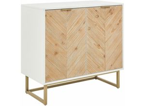 4255664832597 - Beliani - Sideboard Weiß und helles Holz mdf Holzfurnier 2 Türen mit Einlegeböden Skandinavisches Schlafzimmer Aufbewahrungslösung