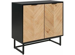 4255664832603 - Beliani - Sideboard Schwarz und helles Holz mdf Holzfurnier 2 Türen mit Einlegeböden Skandinavisches Schlafzimmer Aufbewahrungslösung