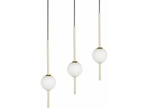 4255664832924 - Beliani - led Hängelampe Gold aus Metall 3-flammig Modernes Design Glaskugeln Außergewöhnlich für Wohnzimmer Schlafzimmer Esszimmer - Weiß