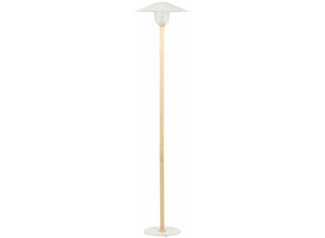 4255664832962 - Beliani - Stehlampe Weißer Metallschirm Eichenholzrahmen Minimalistisch Skandinavischer Stil - Heller Holzfarbton