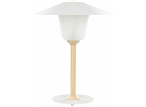 4255664832986 - Beliani - Tischlampe Weißer Metallschirm Eichenholzrahmen Minimalistisch Skandinavischer Stil - Heller Holzfarbton