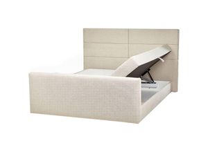 4255664833181 - Beliani - Boxspringbett Beige Stoffbezug 180 x 200 cm mit Bettkasten Hochklappbar Hohes Kopfteil 2 Bonellfederkernmatratzen Modern Schlafzimmer Möbel