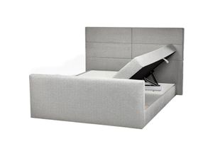 4255664833198 - Beliani - Boxspringbett Grau Stoffbezug 160 x 200 cm mit Bettkasten Hochklappbar Hohes Kopfteil 2 Bonellfederkernmatratzen Modern Schlafzimmer Möbel