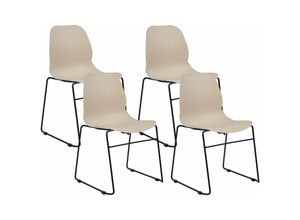 4255664833426 - Beliani - Esszimmerstühle 4er Set Beige aus Kunststoff Schwarze Beine Ohne Armlehnen Modernes Design Stapelbar Konferenzstühle für Esszimmer Büro