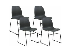 4255664833433 - Beliani - Esszimmerstühle 4er Set Schwarz aus Kunststoff Ohne Armlehnen Modernes Design Stapelbar Konferenzstühle für Esszimmer Büro