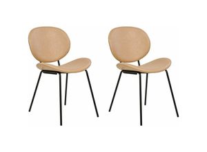 4255664833440 - Beliani - Esszimmerstühle 2er Set Sandbeige aus Kunstleder Schwarze Beine Modernes Retro Design für Esszimmer