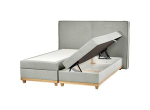 4255664833648 - Beliani - Boxspringbett Grau Stoffbezug 180 x 200 cm mit Bettkasten Hochklappbar Hohes Kopfteil 2 Bonellfederkernmatratzen Modern Schlafzimmer Möbel