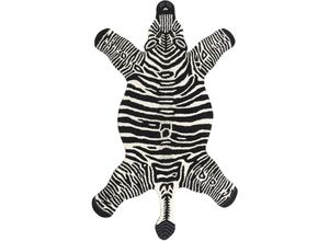 4255664833808 - Beliani - Teppich Schwarz und Weiß Wolle Tiermotiv 100 x 160 cm Zebra Design Handgetuftet Modern Kurzhaar Kinderzimmer Schlafzimmer Deko Accessoires