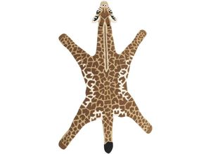 4255664833815 - Beliani - Teppich Braun und Beige Wolle Tiermotiv 100 x 160 cm Giraffe Design Handgetuftet Modern Kurzhaar Kinderzimmer Schlafzimmer Deko Accessoires