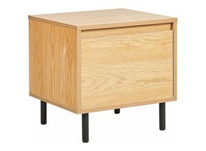 4255664834935 - Beliani - Nachttisch Helles Holz Spanplatte mit 1 Schublade Metall Schwarze Beine Minimalistisch Modernes Schlafzimmer