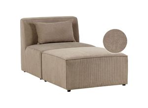 4255664835352 - Beliani - Chaiselounge Taupe Stoffbezug aus Cord Modernes Retro Design Récamiere Modular Wohn- und Arbeitszimmer Flur Diele Salon Möbel