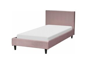 4255664835901 - Polsterbett Rosa Samtstoff mit Lattenrost 90 x 200 cm Abnehmbarer Bezug Modernes Design Einzelbett Schlafzimmer Kinderzimmer Ausstattung