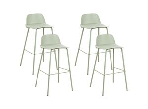 4255664836243 - Beliani - Barhocker 4er Set Hellgrün aus Kunststoff Metall Esszimmer Küche Retro Barstuhl