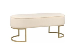 4255664836540 - Bettbank Creme aus Samtstoff Goldenes Gestell 104 cm Glamourös Edel Elegant Sitzbank für Schlafzimmer